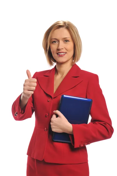 Businesswoman holding a laptop — Stock Photo, Image