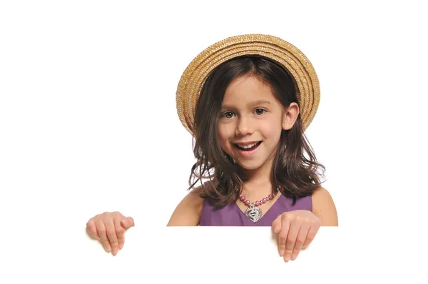 Little Girl holding a sign — Stock Photo, Image