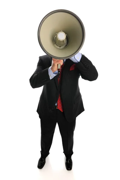 Businessman with megaphone — Stock Photo, Image