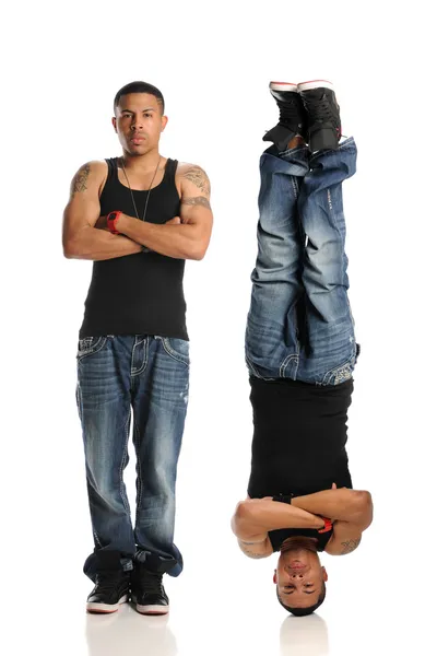 Hip hop styl tanečnice ve dvou různých pózách obrácené — Stock fotografie