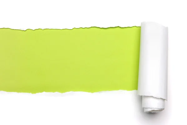 Gescheurd papier weergegeven: groene achtergrond Rechtenvrije Stockafbeeldingen