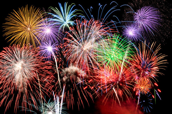 Fireworks of various colors — Stock Photo, Image