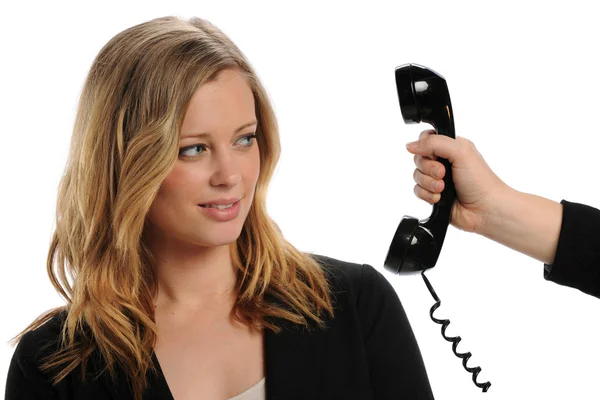 Businesswoman refusing to answer the phone — Stock Photo, Image