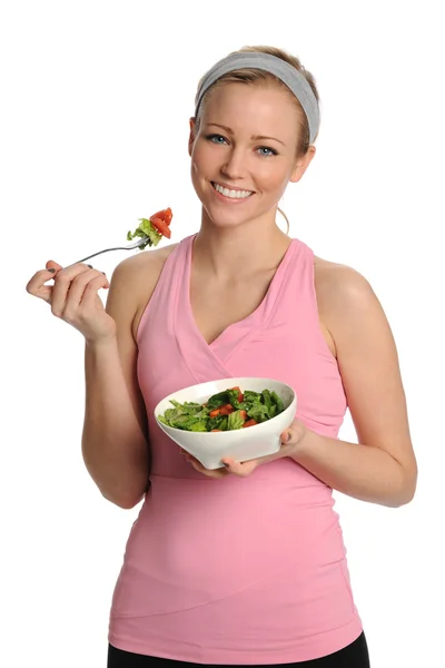 Young Blond woman holding a bowl of salad — Stock Photo, Image