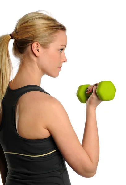 Young Blond womna lifting a bumbbell — Stock Photo, Image