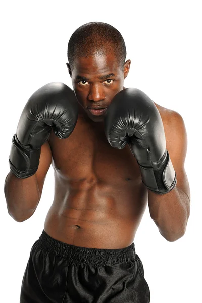 Молодой афроамериканский боксер Стоковая Картинка