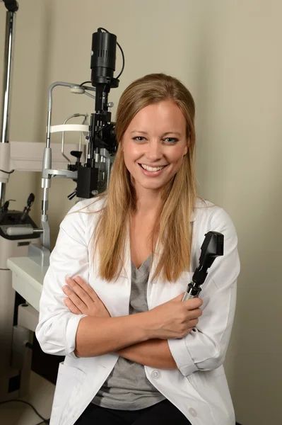 Young Eye Doctor in her office — Stock Photo, Image