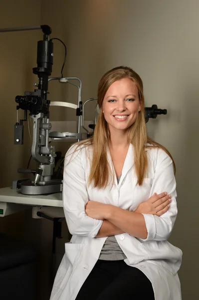 Young Eye Doctor in her office — Stock Photo, Image