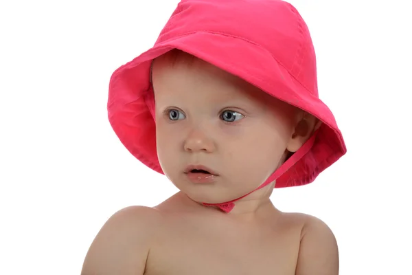 Portret dziewczynka kapelusz różowy — Zdjęcie stockowe