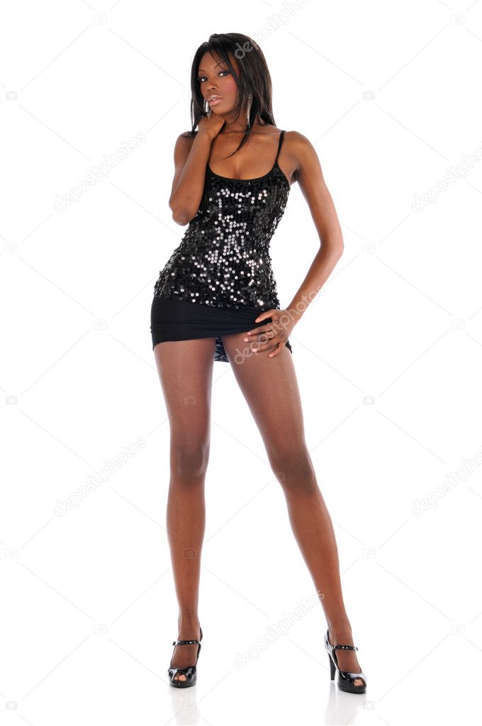 Gorgeous Black Woman with short dress