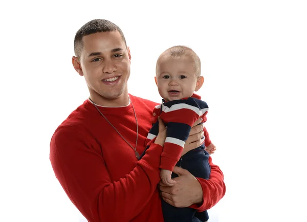 Jovem pai e filho hispânico — Fotografia de Stock