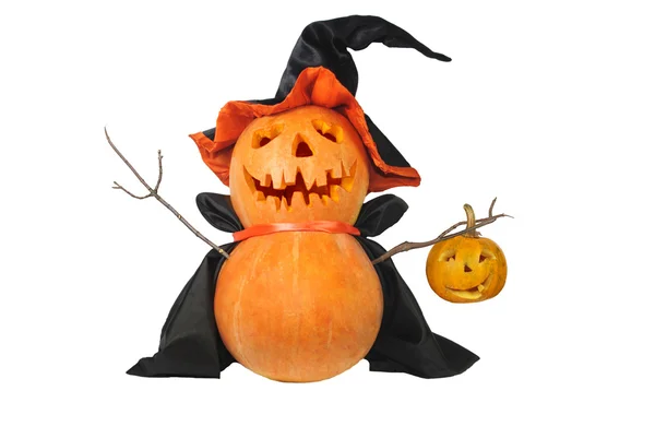 Abóbora de Halloween com chapéu preto — Fotografia de Stock