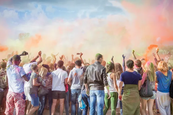 Celebrants at the color Holi Festival — Stock Photo, Image