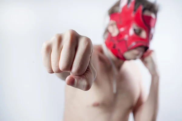 Fighter posing with mexican mask — Stock Photo, Image