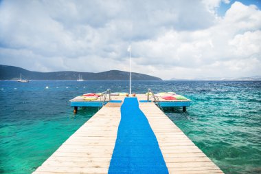 ahşap iskele ve Deniz Manzaralı