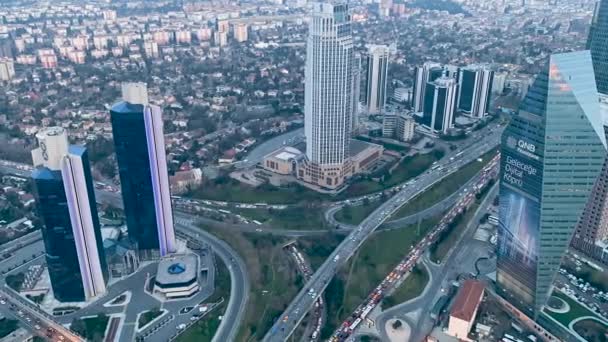 Коммерческие Здания Пробки Стамбуле Индейка Timelapse — стоковое видео
