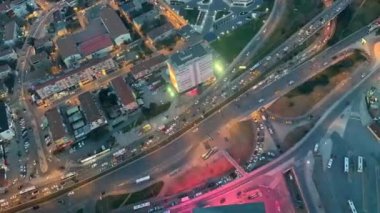 Commercial buildings and city traffic jam in Istanbul. Turkey. Timelapse