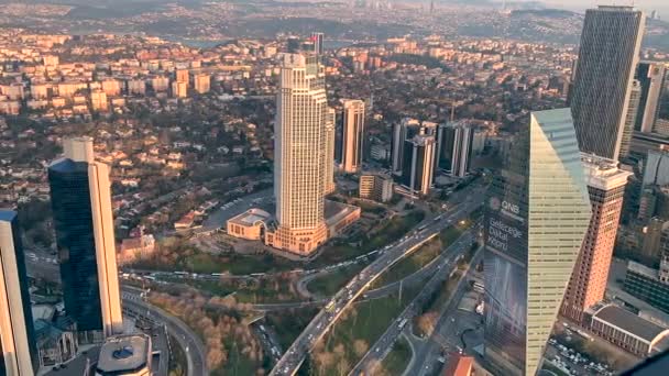 Commercial Buildings City Traffic Jam Istanbul Turkey Timelapse — Stockvideo