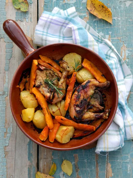 tavuk, Fırında kabak ile potates