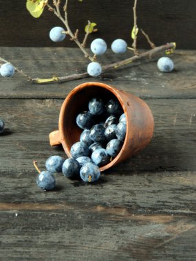 Ahşap bir masada erikler