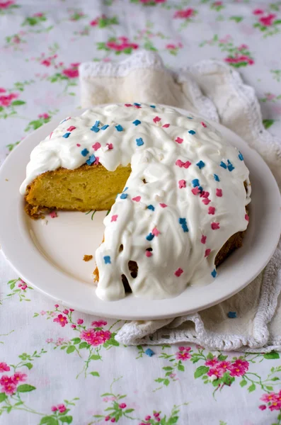 Torta de maçã com creme azedo — Fotografia de Stock