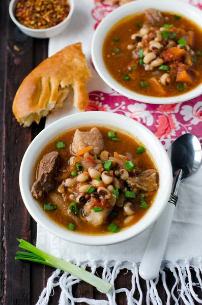 Soup with beans and meat — Stock Photo, Image