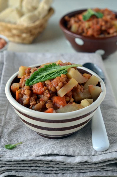 レンズ豆と野菜のシチュー — ストック写真