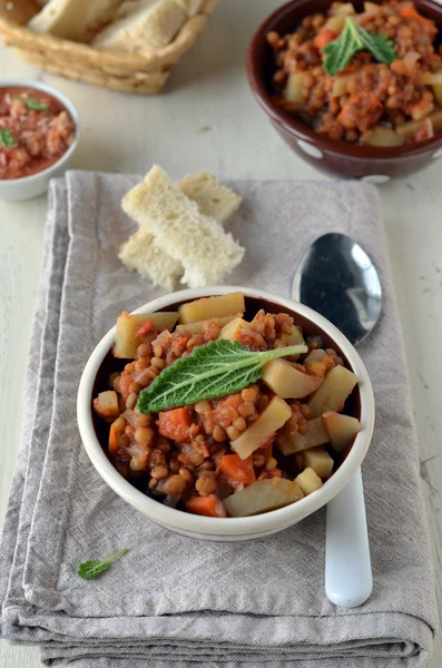 A stew of lentils and vegetables — Stock Photo, Image