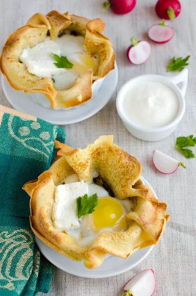 Pancakes baked with egg — Stock Photo, Image