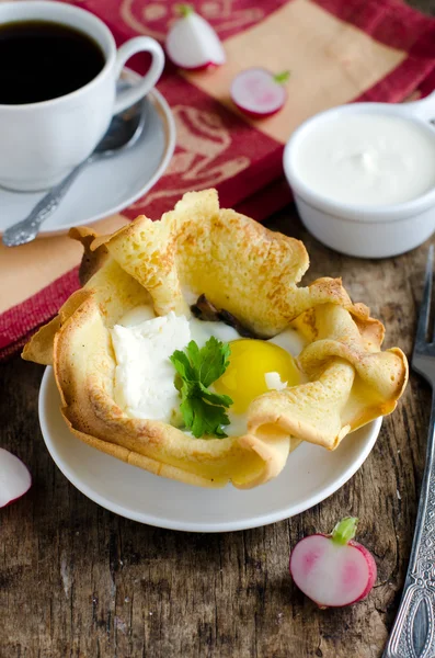 Pancakes baked with egg — Stock Photo, Image