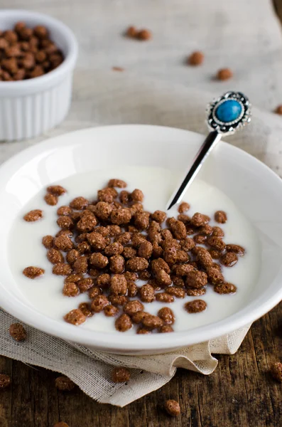 Yogur casero con bolas de chocolate. Desayuno — Foto de Stock