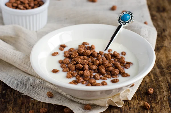 Yogur casero con bolas de chocolate. Desayuno — Foto de Stock