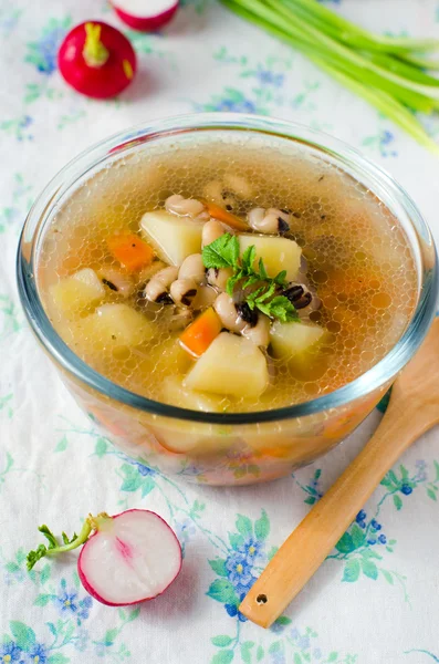 Supă de legume cu fasole — Fotografie, imagine de stoc