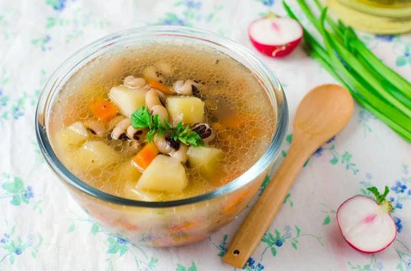 Vegetable soup with beans — Stock Photo, Image