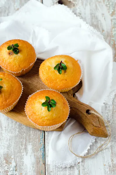 Muffins with a banana — Stock Photo, Image