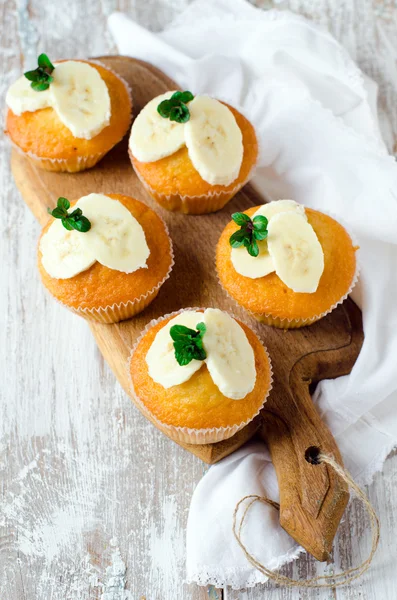 Muffins with a banana — Stock Photo, Image