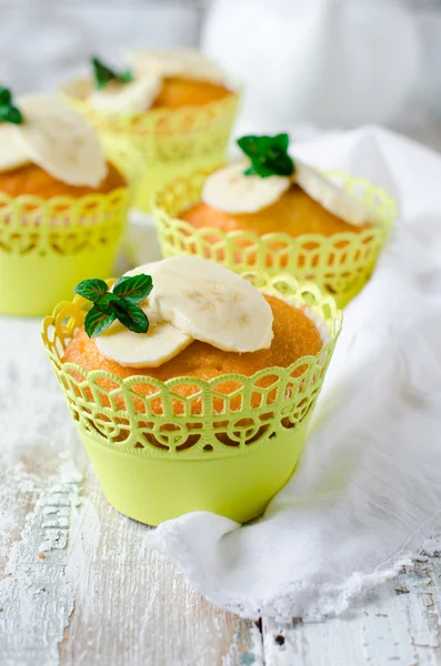 Muffins with a banana — Stock Photo, Image