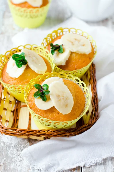 Muffins with a banana — Stock Photo, Image