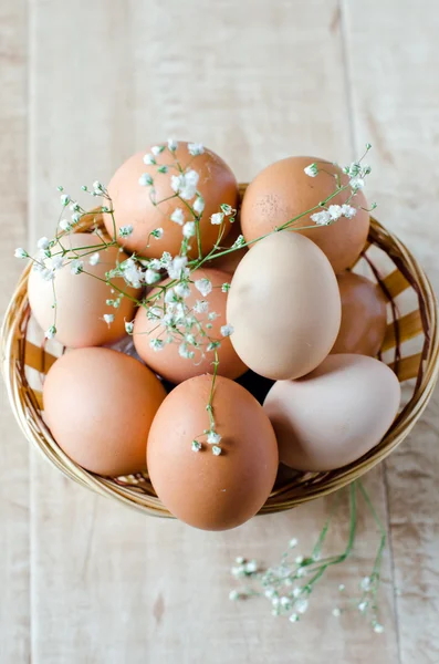 Korg med ägg — Stockfoto