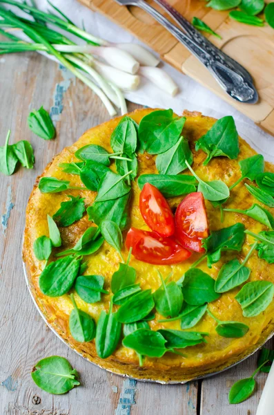 Meat pie with spinach — Stock Photo, Image