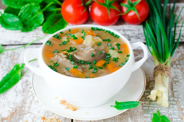 Sopa de champiñones con alforfón —  Fotos de Stock