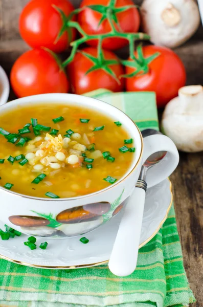 Lentil soup and mushrooms — Stock Photo, Image