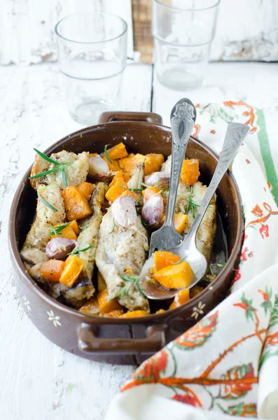 Baked fish with pumpkin — Stock Photo, Image