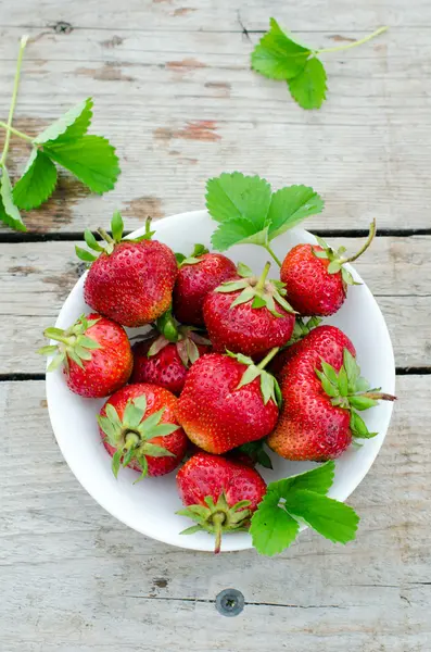 Dans un bol de fraises fraîches — Photo