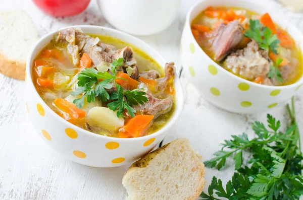 Turkije soep met groenten — Stockfoto