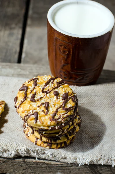 Biscuits aux graines de sésame et chocolat — Photo