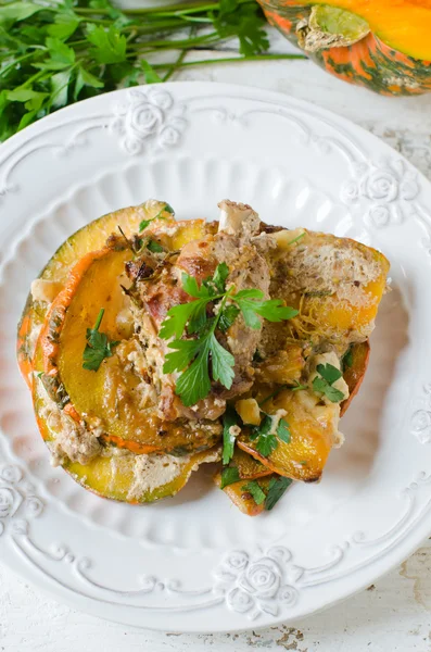Baked pumpkin with meat — Stock Photo, Image