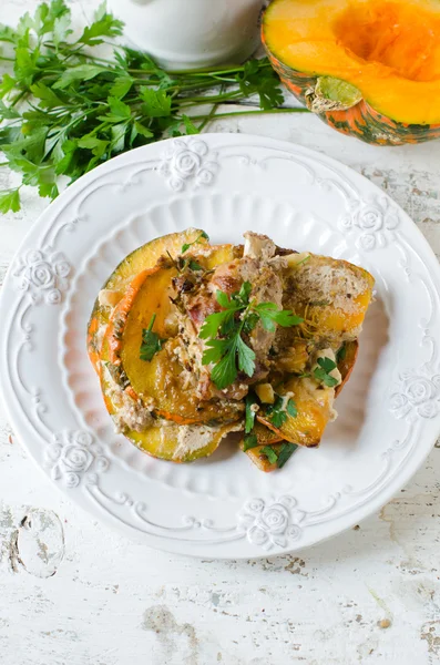 Baked pumpkin with meat — Stock Photo, Image