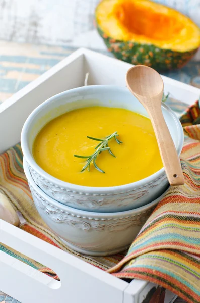 Pumpkin cream soup with rosemary — Stock Photo, Image