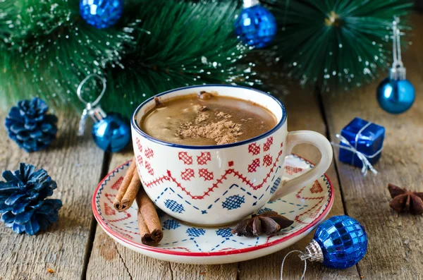 Christmas hot chocolate with spice — Stock Photo, Image